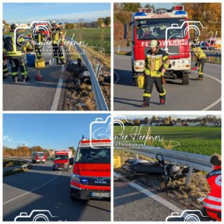 🗓️ Datum: 30.10.2025
⏰Uhrzeit: 15:13 Uhr
🚒🚑 Einsatzart: THL 1
📍Einsatzort:  B 388 Altenerding
🚒🚑🚁🚓 Eingesetzte Kräfte:
@feuerwehr_altenerding
@brk_kreisverband_erding
@brk_taufkirchen/vils
@polizeiobn

Motorradfahrer stürzt

Am Donnerstagnachmittag gegen 15:15 Uhr fuhr ein 30-jähriger Kirchheimer mit seinem Motorrad KTM auf der Schlossallee stadteinwärts.  Im weiteren Verlauf bog er nach links auf den Zubringer zur B 388 ab. Dabei kam er aufgrund zu hoher Geschwindigkeit nach links von der Fahrbahn ab und stürzte. Mit Verdacht auf Beckenfraktur und Schmerzen im Bauch- und Schulterbereich wurde er durch den Rettungsdienst ins Klinikum Erding verbracht. Der Gesamtschaden beläuft sich auf ca. 10.000 €. Die FFW Altenerding war mit 11 Mann vor Ort. Sie sperrten die  Unfallstelle ab und banden ausgelaufenes Benzin.

 Quelle: PI Erding 

📷 Günter Herkner

#thl #unfall #feuerwehr #rettungsdienst #polizei #luftrettung #blaulicht #technischehilfe #gefahrgut #abc #brand #freiwilligefeuerwehr